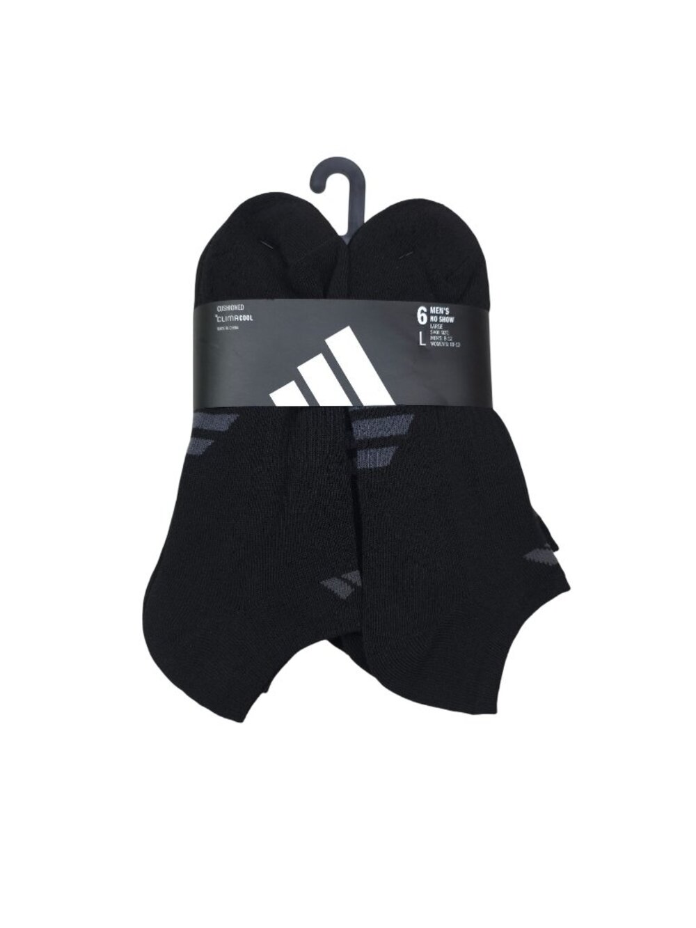 Adidas Mens Climacool No-Show Cushioned Socks 6-Pack Black/Grey Large